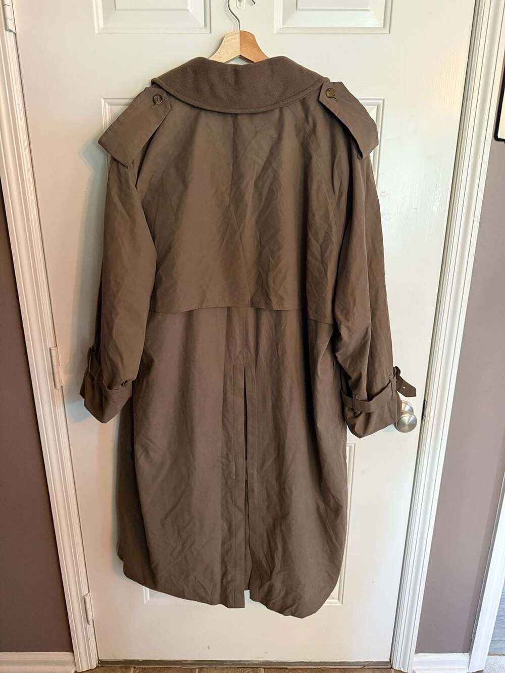 Vintage Burberrys Wool and Camel Hair Trench Coat Brown Double Breasted - Picture 2 of 8